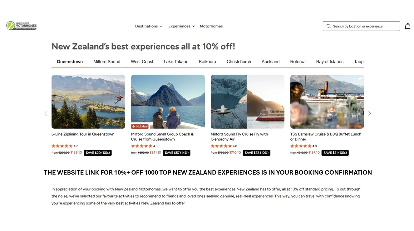 10% off NZ Experiences
